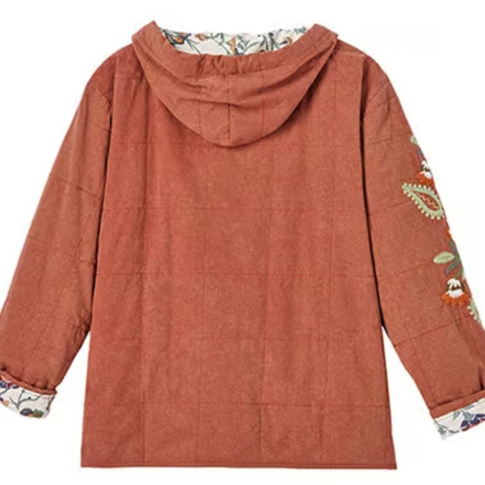Avani Del Amour NEW Bohemian Quilted Embroidered Full zip women’s Jacket 2 & 3X - Picture 2 of 4